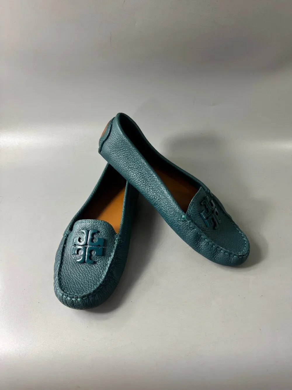 Tory Burch Teal Leather Loafers, Size 7 1/2